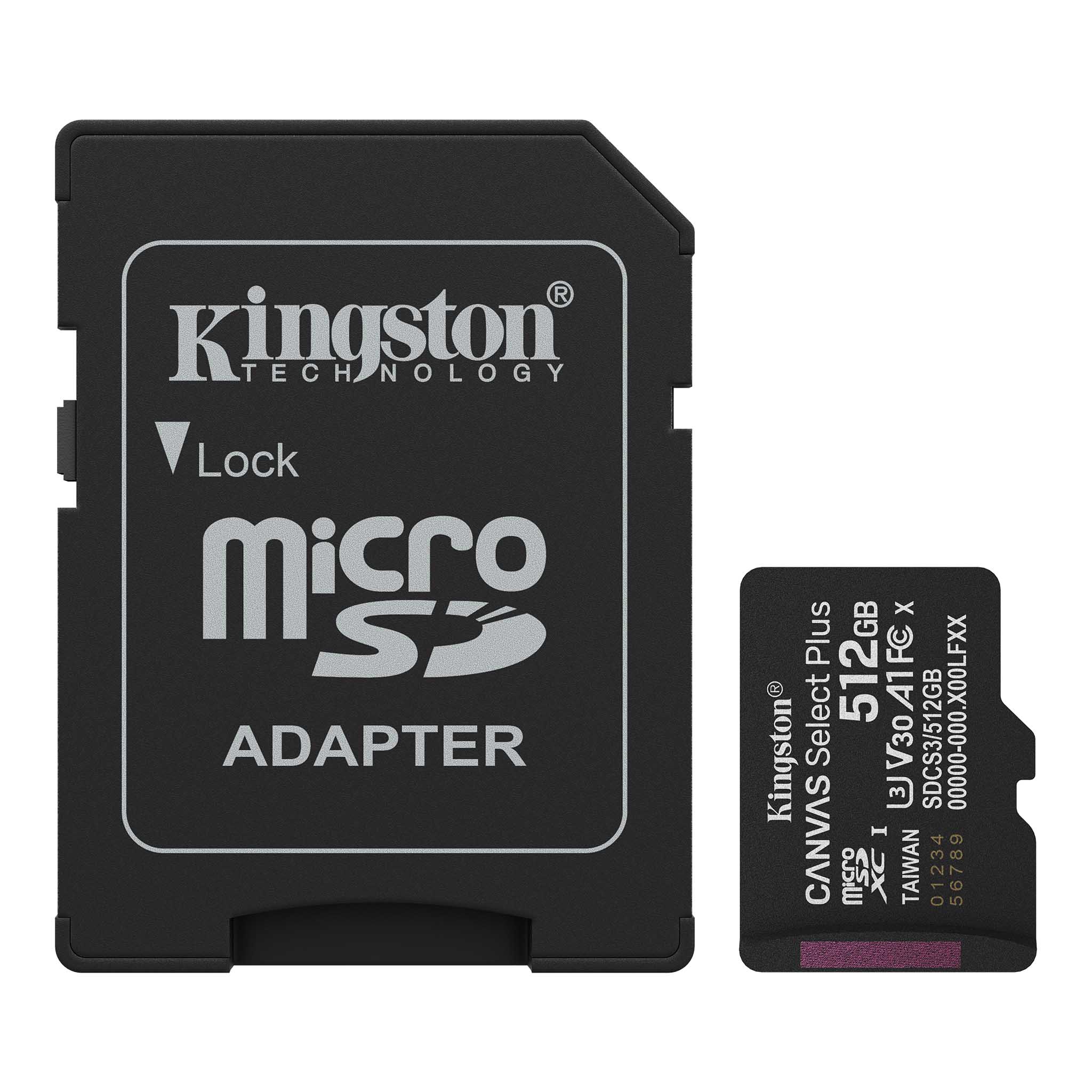 Memoria MicroSD Kingston Canvas Select Plus 512GB A1 V30